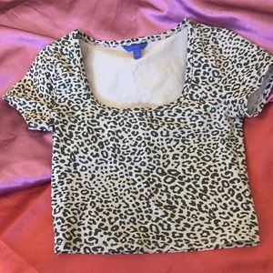 NWOT Leopard Print Crop Top Deep Square Scoop Neck